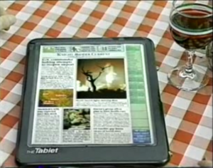 Tablet for newspaper 1994 La tablette mise au point par les chercheurs de Knight Ridder en 1994.