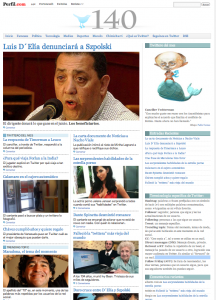 La page d'accueil de 140 du groupe Perfil