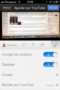 l'interface de capture - Youtube